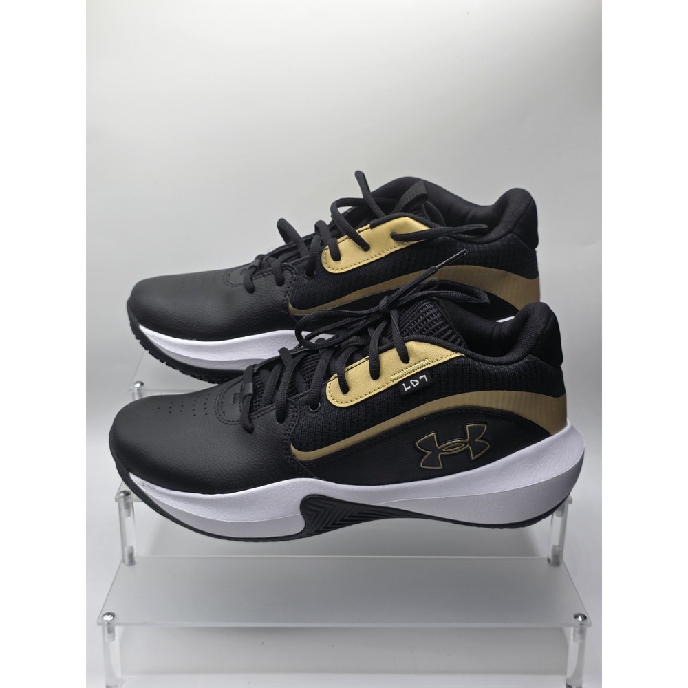 Under Armour UA Lockdown 7 Shoes Mens M10 Black Gold Basketball Sneakers